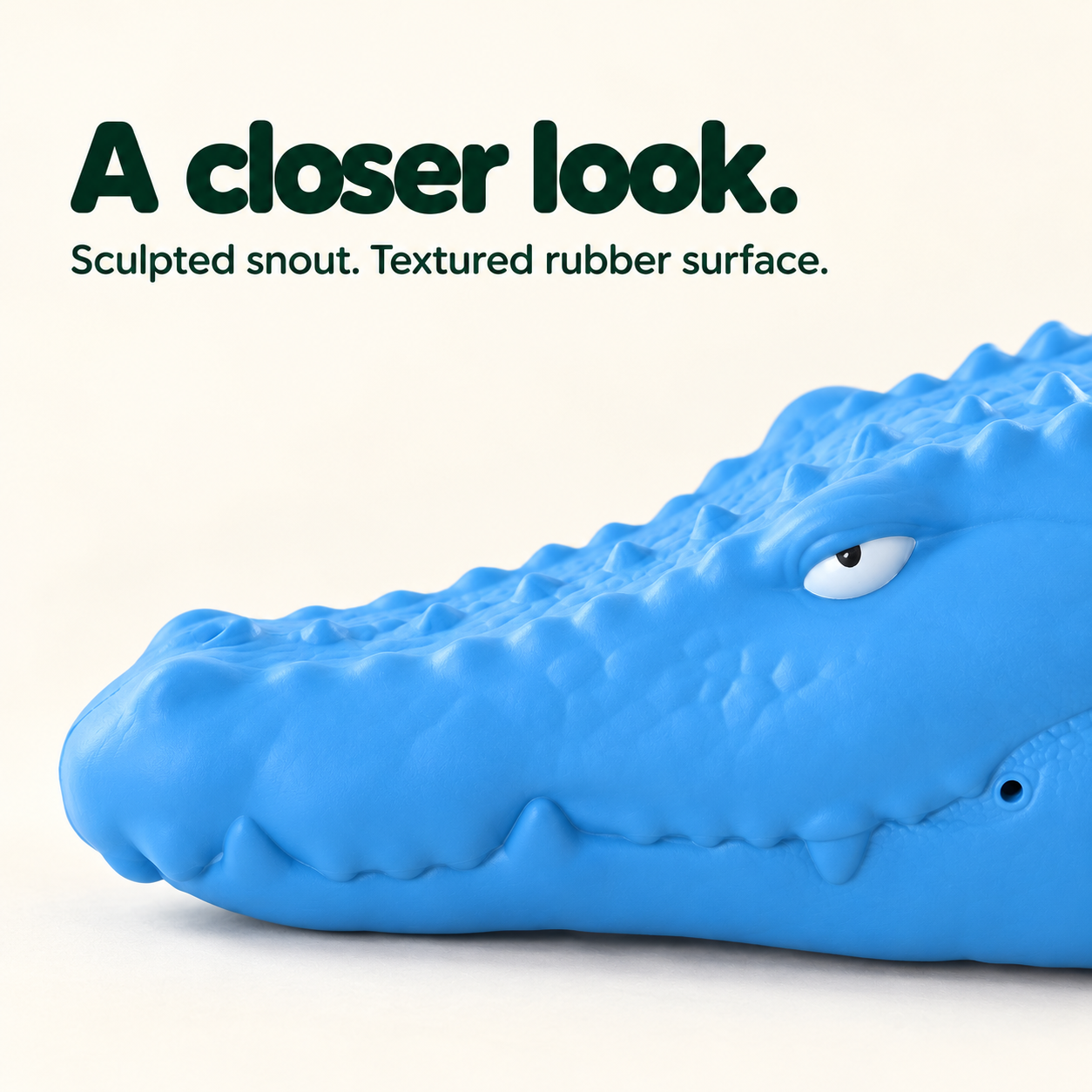 Close-up of the sky-blue Crocodile surface, eye and snout