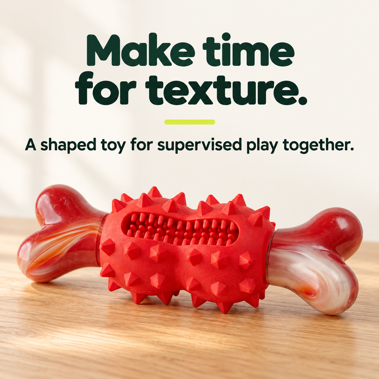 Red-and-white Textured Bone dog toy